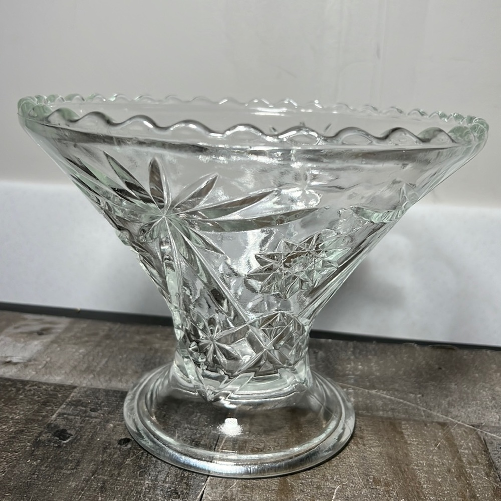 Vintage Pedestal Scalloped Edged Bowl